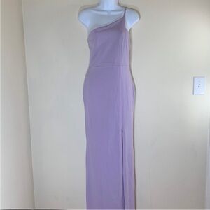 NWT. Nasty Gal Collection Draw The Neckline Asymmetric Maxi Dress in Lilac.